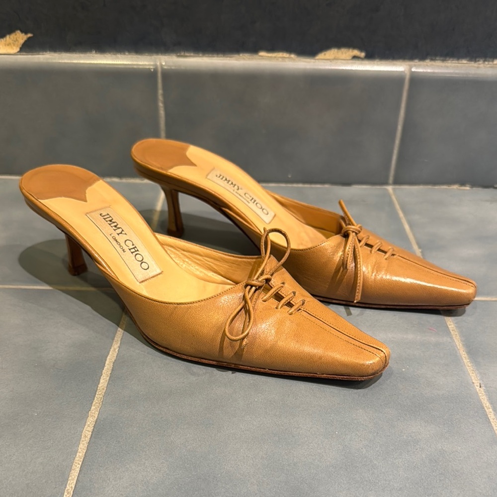 Jimmy Choo Women's Tan Leather Mules